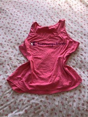 Champion Bright Pink Logo Scoop Tank